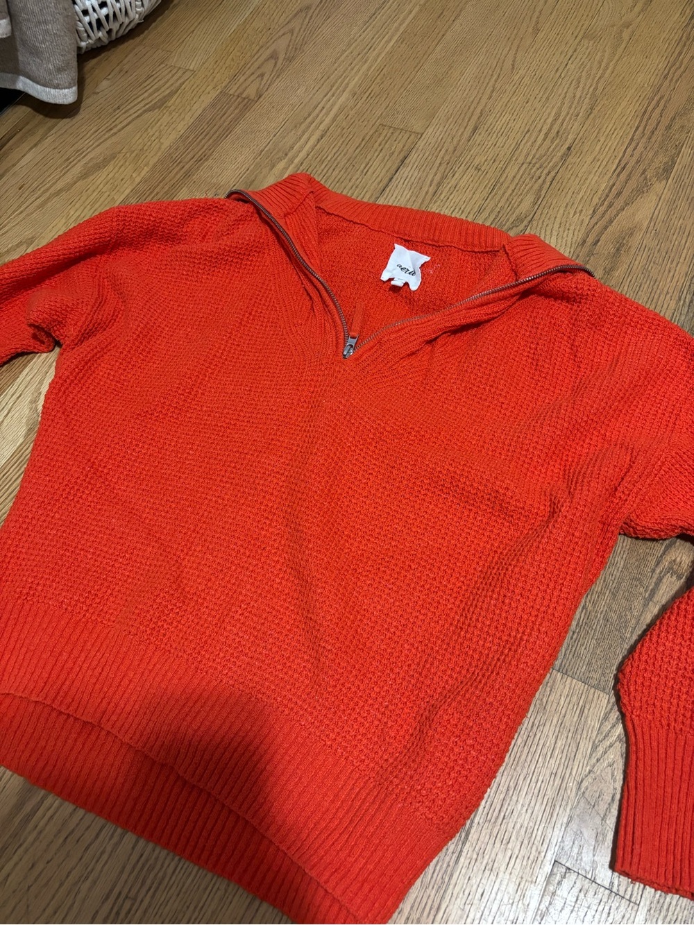 aerie Bright Orange Half-Zip Knit Pullover